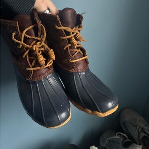 Brown and Navy Duck Boots sperrys